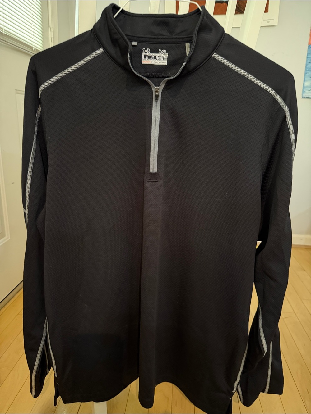 Under Armour Loose Gear Black Quarter-Zip Pullover with Gray Trim
